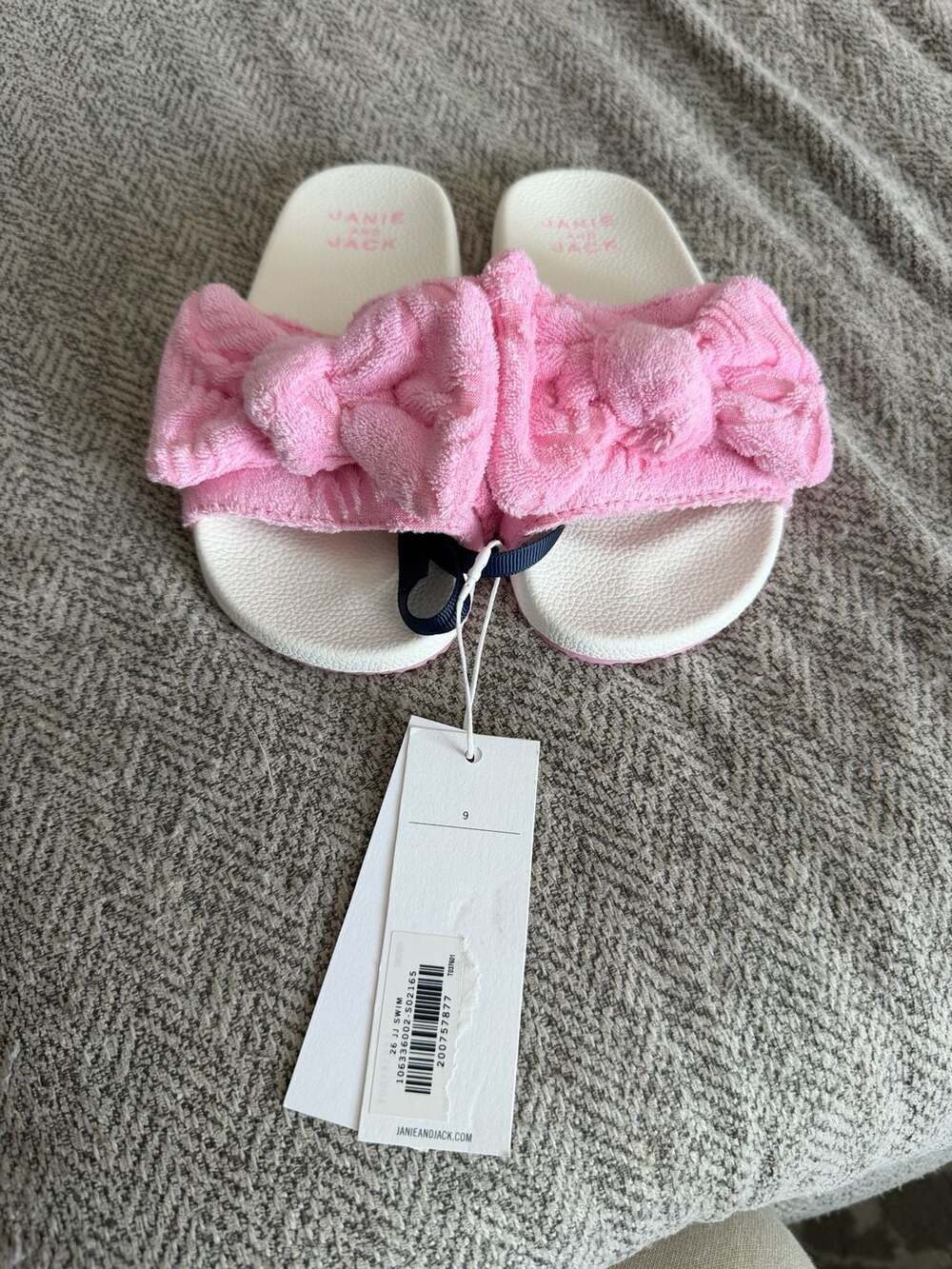 Janie and Jack Terry Knot Slide Pink Sandals Size 9